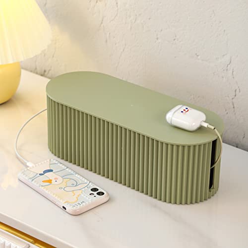 FABROK Cable Management Box, Cord Organizer Box with 10 Cable Ties, Power Strip Storage to Hide Charger Adapter Power Cord Charging Station(Small/Green) by FABROK - Image 6