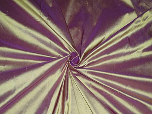 Tissu Dupioni 100 % pure soie au mètre, largeur 137 cm couleur or jaune violet