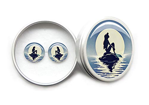 Schmuck Ohrringe Silber 925 Ohrstecker Damen frauen Mädchen Geschenkbox Blaue Mode Meerjungfrau Mermaid Cover