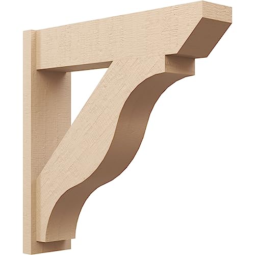 Ekena Millwork 8"W x 34"D x 34"H Funston Slat Rough Cedar Woodgrain TimberThane Outlooker, Primed Tan
