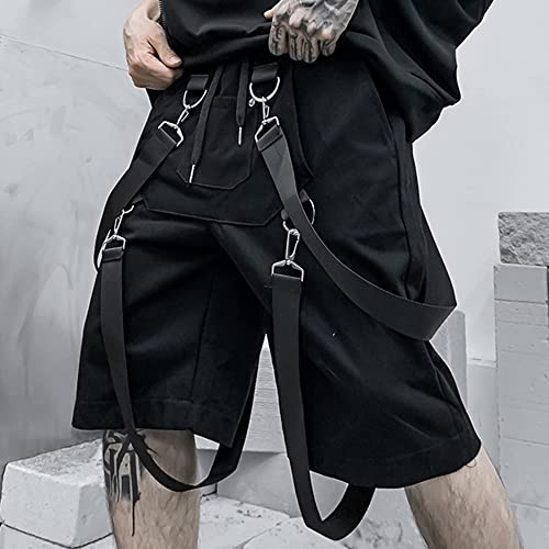 Xyxiongmao Men's Cyberpunk Shorts Techwear Sweatpants Slacks Hip Hop Streetwear Jogger Tactical Cargo Pants Overalls Black #TOP1