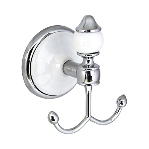 MODONA Double Robe & Towel Hook - White Porcelain & Chrome - Arora Series - 5 Year Warrantee