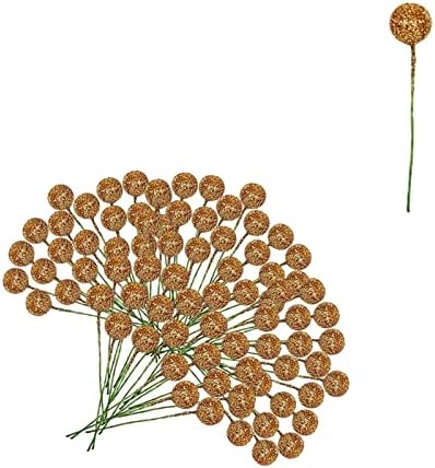 Mienocol 100pcs Christmas Artificial Frosted Fruit Berry,1.4cm Red Artificial Berry Twig Stem Berry Fruits Picks Winter Berries Bunch for Christmas Wreath Making Xmas Tree Decorations Supplies