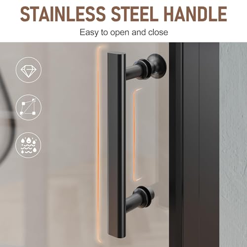 SUNNY SHOWER Hinged Swing Glass Shower Door 29.5-31\" W x 72\" H Semi-Frameless Bi-Fold Shower Glass Door with 1/4\" (6mm) Clear Glass, Reversible Installation, Matte Black - Thumbnail 6