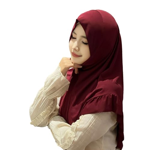 TINAYAUE Women Muslim Instant Hijab with Ruffled Ladies Elastic Breathable Head Scarf Shawl Turban Islamic Head Cover Wrap3