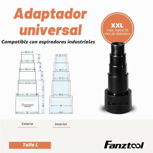 Miniatura 5 de Fanztool Adaptador De Manguera Xxl 55 Mm Universal Adaptador Para Aspiradora Reductor De Manguera Compatible Con Bosch, Makita, Kärcher Conexión Para Manguera De Aspiradora