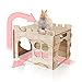 LEXASTLE Larger Bunny Castle Sturdy Walnut Color Wooden Rabbit Hideout for Bunnies Guniea Pigs Ferrets Chinchillas Hamsters