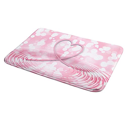 Tapis de bain cœur Ruchen en velours rose antidérapant 91x61 cm - 5