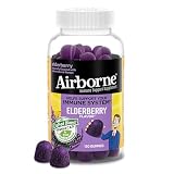 Airborne Elderberry + Zinc & Vitamin C Gummies for Adults, Immune Support with Antioxidants Vitamins C, D & E, 130 Count, Elderberry Flavor