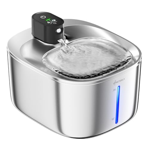 Fuente para Gatos Acero Inoxidable, Bebedero Gatos, 4L Fuente Agua Gatos con Sensor Automático, Bebedero Gatos Ultra Silenciosa con Batería de 4000 mAh, Apto para Gatos, Perros y Mascotas-FS10proB