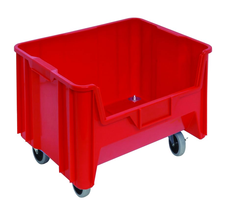 FSE 373-QGH705MOBRDCS Giant Stack Containers, Mobile, 15-1/4"L x 19-7/8"W x 15-7/16"H, high Density Polypropylene, red, Made in USA