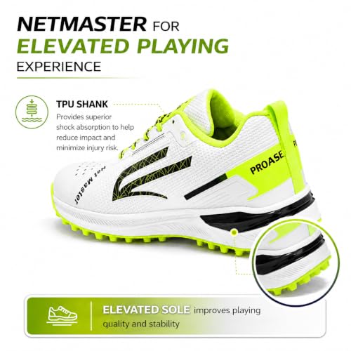 Image of PRO ASE SPORT PROASE NetMaster Cricket Shoes - Rubber Studs, Water-Resistant Upper, EVA Comfort Midsole