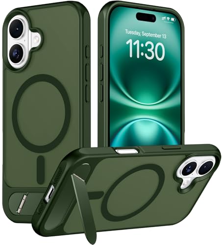 Image of Magnetic Compatible with iPhone 16 Plus Case, [Built-in Invisible Kickstand][Compatible with MagSafe][Military Grade Shockproof] Slim Translucent Matte Phone Case for iPhone 16 Plus 6.7 inch