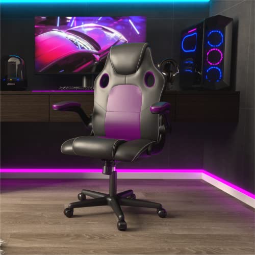 . Sedia da gioco Sedia da ufficio Sedia girevole Sedia da computer Sedia da lavoro Sedia da ufficio Sedia ergonomica Sedia da corsa Sedia in pelle (Viola) - Sedia gaming - Immagine 1