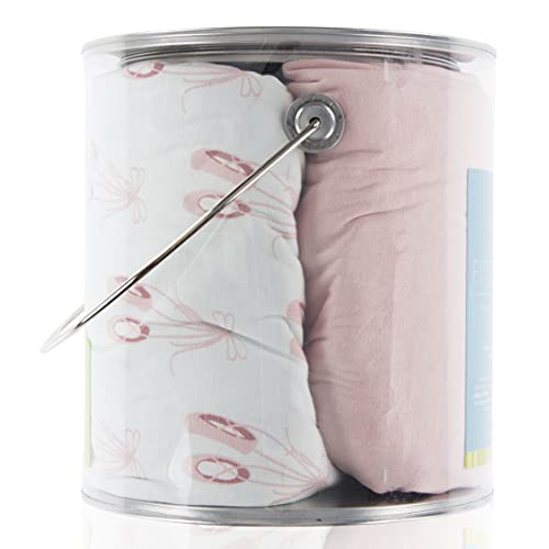Image of KicKee Pants Fitted Baby Crib Sheet Set of 2, Lovable Prints for Crib Mattress, Crafted from Viscose from Bamboo for Ultra Soft Baby Bedding (Fresh Air Ballet & Baby Rose - One Size)