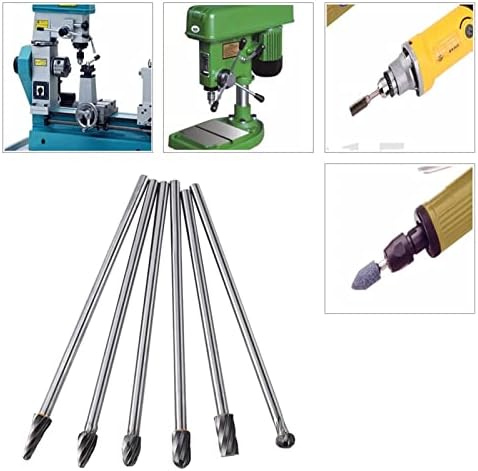 6pcs Tungsten Carbide Burr Set for Cylinder Head Porting Aluminum Port and Polish Kit Rotary Files with 6mm Shank 10mm Cutting Diameter