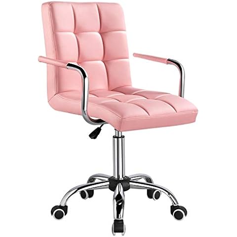 Silla de Oficina Yaheetech con Respaldo Rosa Cover