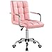 Yaheetech Silla de Oficina Giratoria Silla de Trabajo Altura Ajustable Carga MAX 120Kg con Respaldo Rosa