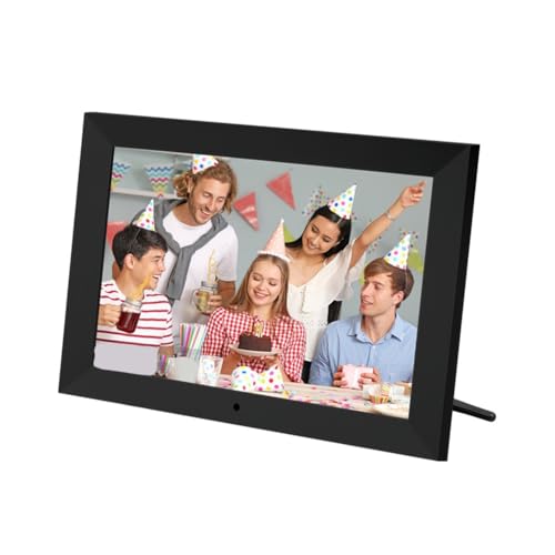 Akfldms de Fotos Digital de 10 Pulgadas con Pantalla IPS HD de Visión, Álbum de Fotos de 1280 X 800, Reloj, Calendario, Reproductor de Vídeo y Enchufe Europeo.