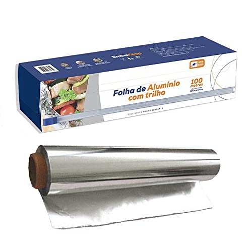Folha de Papel Alumínio p/Assar Congelar Alimentos | Forno Freezer | Bobina 30cm X 100m C/Cortador