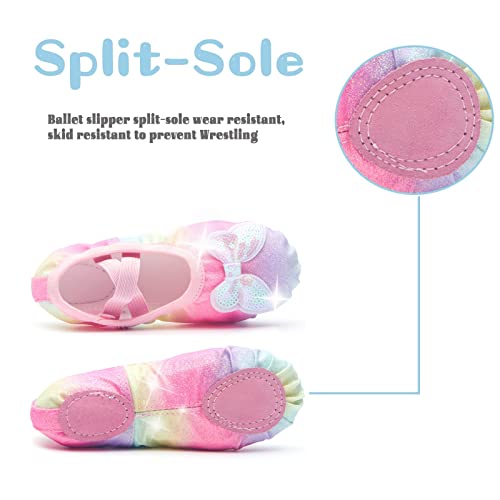 Girls Ballet Dance Shoes Glitter Split-Sole Elastic Laces Rainbow 7 by Anproity - Used condition - Image 6