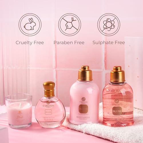 Carlton London Luxury Blush Bath and Body Care Gift Set Hamper for Women Ladies & Girls I Body Wash, Body Lotion, EDP Perfume, Scented Candle | Pampering Kit for Birthday, Anniversary & Special Occasions | Premium Gift Packaging | Pack of 4 perfume and personal care gift - Image 5