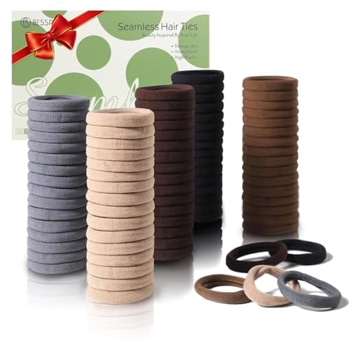 100 Pcs Thick Seamless Brown Hair Ties, Ponytail Holders Hair Accessories No Damage for Thick Hair (Natural Colors)