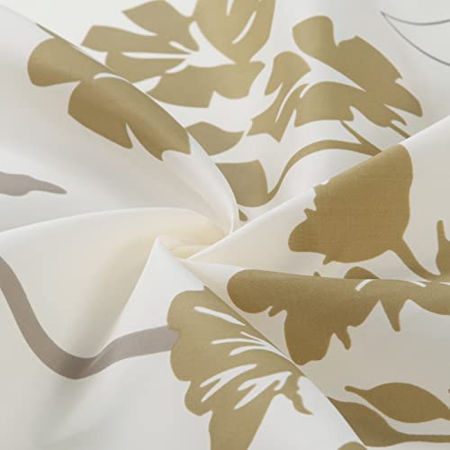 Bestripes Floral Fabric Shower Curtain, Beige Brown Grey Plant Shower Curtains For Bathroom, Waterproof Bathroom Curtains, 72" W X 72" H #TOP2