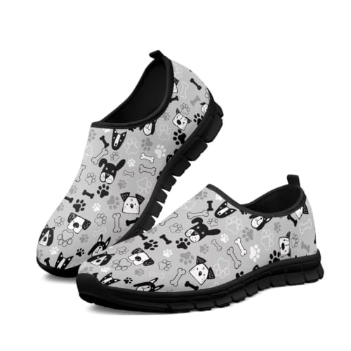 xixirimido Puppy Dog Paw Print Casual Sneakers for Women Fashion Comfort Slip On Shoes Low Top Breathable Flat Walking Tennis Footwear