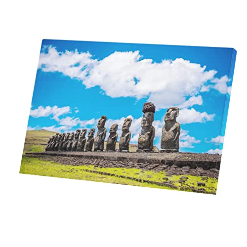 Toile Moai Île de Pâques - Créez une ambiance salon évasion avec ce poster historique