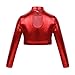CHICTRY Kids Big Girls' Fashion Athletic Sports Outfit Shiny Metallic Dance Crop Top and Boyshort Workout Tracksuits Set Red 12