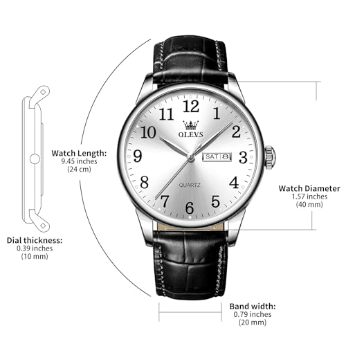 Image of OLEVS Men Leather Watches Classic Quartz Large Dial Easy Read Waterproof