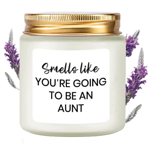 LAMIVEENLA New Auntie Gifts First Time Scented Candle - Pregnancy Announcement for Aunt - Promoted to Auntie - Promoted from Bestie to Auntie - Baby Reveal Gifts for Sister Friend Soy Candle 4oz