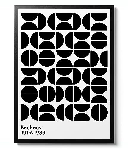 Black Semi-Circles Poster, Bauhaus Print, Framed Abstract Art, Mid-Century Wall Art, Modern Home Decor, Gift Idea