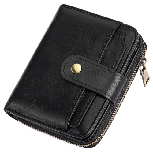GAEKEAO Wallet for Men with Zipper RFID Blocking Vegan Leather