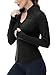 YSENTO Damen Sportjacke Laufjacke Funktionsjacke Wanderjacke Leicht Langarm Yoga Gym Sport Oberteil Atmungsaktive mit Daumenloch(Schwarz,XL)