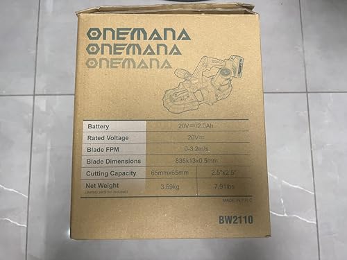 Cordless Bandsaw, ONEMANA 20V Brushless Power Band Saw, 2.5" Deep Cut Metal Bandsaws, 6 Speeds Portable Bandsaw for Cutting Metal, Pipe, Conduit (Battery Included) 8 Cordless Bandsaw, ONEMANA 20V Brushless Power Band Saw, 2.5" Deep Cut Metal Bandsaws, 6 Speeds Portable Bandsaw for Cutting Metal, Pipe, Conduit (Battery Included) - Image 8