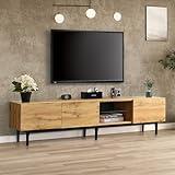 BXEYXE Moderner TV-Schrank mit Holzmaserung, Variable LED-Leuchten, 175 (L) x 31 (W) x 41 (H) cm