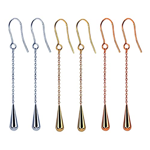 Boucle d'oreille acier inoxydable femme au fini brillant et design de gouttes d'eau épurées
