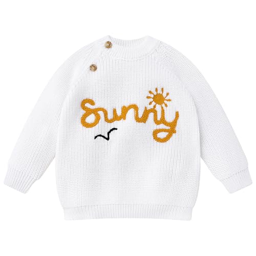 Pull tricoté bébé avec broderie élégante et col rond doux pour l'hiver