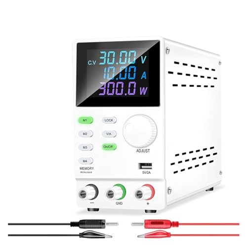 ベンチ電源、 USB ポートストレージデータ電圧電流レギュレータ付きプログラマブル安定化 DC 電源 30V 10A 60V 120V 200V (Color : 1, Size : SPPS3010DR White)