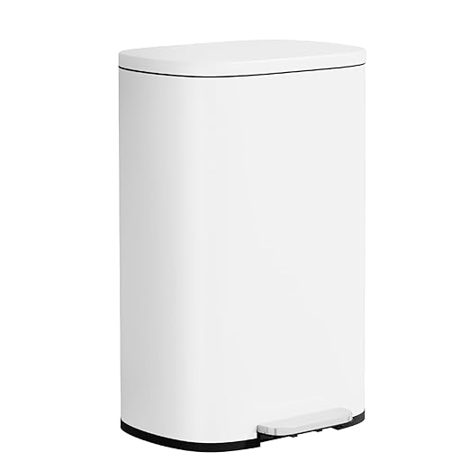 PayLessHere Trash Can with Lid, 13 Gallon (50L) Stainless Steel Kitchen & Office Recycling Bin with Foot Pedal Soft Close & Inner Bucket