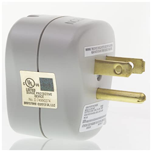 Protector eléctrico COMZON C2009 con 1 toma, 540 joules, filtro EMI/RFI, 1800W, indicador LED, color blanco, 1 unidad miniatura 3