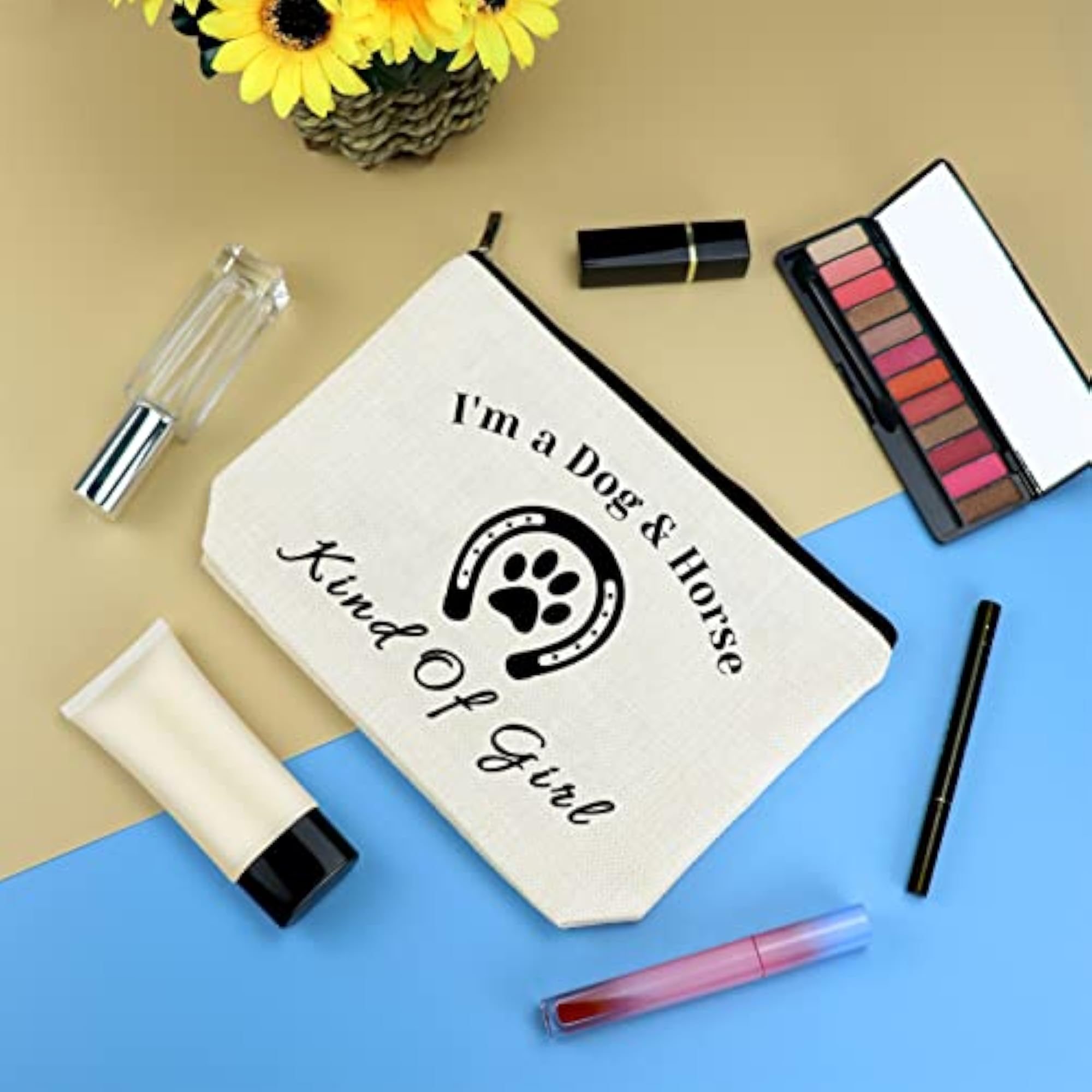 Dog & Horse Lover Makeup Bag, Travel Cosmetic Gift