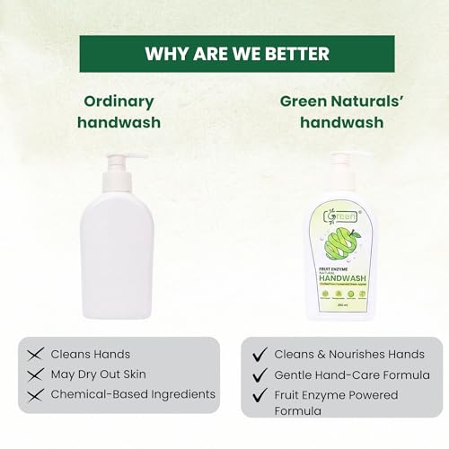 Image of Green Hand Wash with Fermented Green Apple Extracts 250 ml| Natural Fruit Enzyme Hand| Gentle on Sensitive Skin