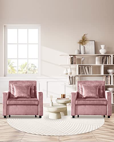 Xspracer Convertible Chair Bed, Sleeper Chair Bed 3 In 1, Adjustable Recliner,Armchair, Sofa, Bed, Flannel, Pink, Single One #TOP6