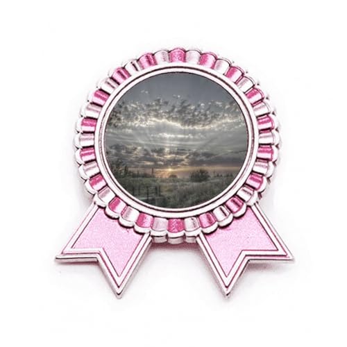 Broche nuages gris foncé blanc Rose médaille en métal taille M pour veste