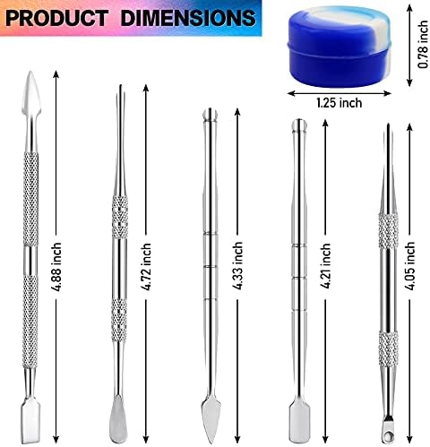 Wax Carving Tools Dab Stainless Steel Set with Metal Case for Jewellery, Sculpting, Modeling, Scraping Mini 5 Pcs (Silver)