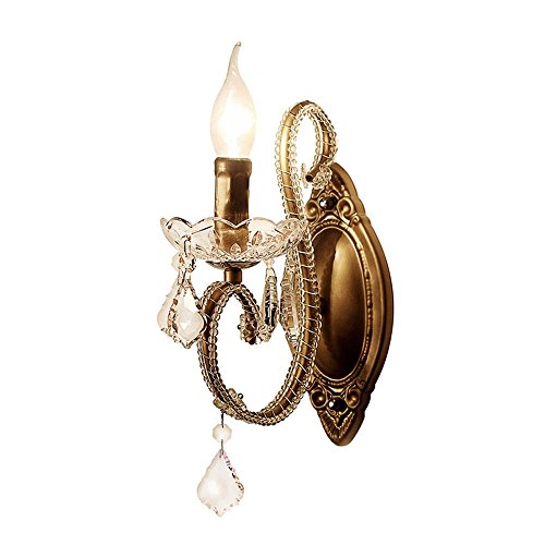 Candelabro de pared retro de hierro y cristal de un cabezal para pasillos de villas