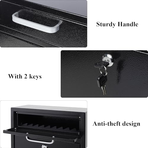 Image of Jssmst Locking Mailbox for Outside, Key Lock Wall Mount Mailboxes Large, Security Drop Box with Lock, 16.2H x 11.22L x 4.72W Inches, Black XLarge